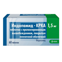 Купить Индапамид-КРКА таб ппо с пролонг высвоб 1,5мг №60