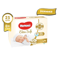 Купить Хаггис Элит Софт  подгузники д/детей р.0+ №25 до 3,5кг