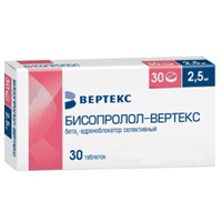 Купить Бисопролол-Вертекс таб ппо 2,5мг №30