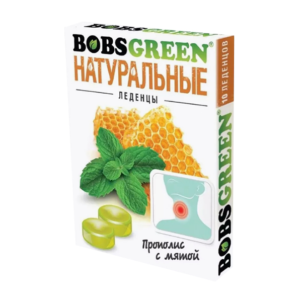 Купить Бобс Грин леденцы №10 прополис и мята