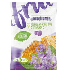Купить КАРАМЕЛЬ ЛЕДЕНЦОВАЯ ACTIFRUIT С ВИТАМИНОМ С СО ВКУСОМ ШАЛФЕЙ И МЕД 60Г