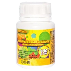 Купить АСКОРБИНОВАЯ КИСЛОТА CRAZY BALLS MIX N100 ДРАЖЕ РАЗНОЦВЕТНОЕ МАССОЙ 500МГ