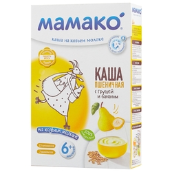 Купить Мамако каша на коз молоке 200г 6+ мес пшеничная с грушей бананом