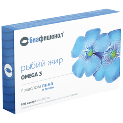 Купить Биафишенол рыб. жир, капс 0.3г №100 с масл.тыквы и льна
