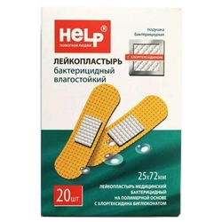 Купить ЛЕЙКОПЛАСТЫРЬ БАКТЕРИЦ 19*72ММ ПОЛИМЕРНЫЙ ТЕЛЕСНЫЙ N20 HELP