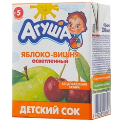 Купить Агуша сок д/детей осветл 200мл с 5 мес яблоко и вишня