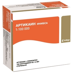 Купить Артикаин Инибса 40мг+0,01мг/мл р-р д/ин картр 1,8мл №100