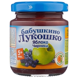 Купить Бабушкино Лукошко пюре фруктовое 100г 5+ мес яблоко черника