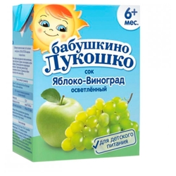 Купить Бабушкино Лукошко сок осветл 200мл 6+ мес яблоко виноград