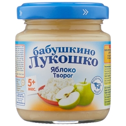 Купить Бабушкино Лукошко пюре 100г 4+ мес яблоко творог