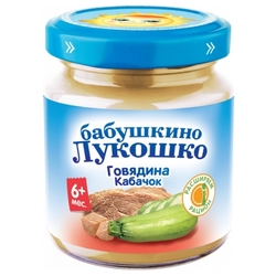 Купить Бабушкино Лукошко пюре из говядины 100г 6+ мес кабачок
