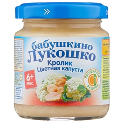 Купить Бабушкино Лукошко пюре мясное с овощами 100г 6+ мес кролик цветная капуста