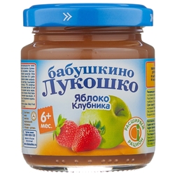 Купить Бабушкино Лукошко пюре фруктовое 100г 6+ мес яблоко клубника