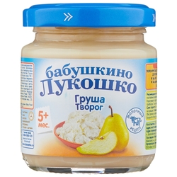 Купить Бабушкино Лукошко пюре 100г 5+ мес груша творог