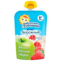 Купить Бабушкино Лукошко десерт творожный 90г 6+ мес яблоко малина