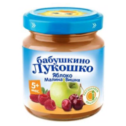 Купить Бабушкино Лукошко пюре 100г яблоко малина вишня