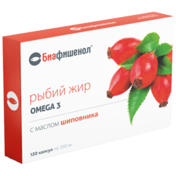 Купить Биафишенол Рыбий Жир Омега-3 капс 350мг №120 масло шиповника