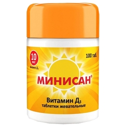 Купить Минисан витамин Д3  тбл жев. 10мкг № 100