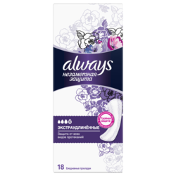 Купить ПРОКЛАДКИ ALWAYS ЕЖЕД. АРОМАТИЗ. НЕЗАМЕТНАЯ ЗАЩИТА ЭКСТРАУДЛИН. SINGLE Х18