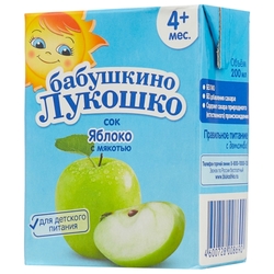 Купить БАБУШКИНО ЛУКОШКО СОК ЯБЛОЧНЫЙ С МЯКОТЬЮ Д/ДЕТСКОГО ПИТАНИЯ 200МЛ