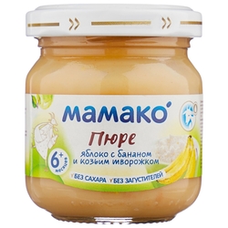 Купить МАМАКО ПЮРЕ ИЗ ЯБЛОК С БАНАНОМ И КОЗЬИМ ТВОРОГОМ 80,0