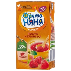Купить ФрутоНяня компот 200мл 6+ мес яблоко клубника