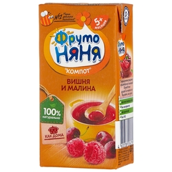 Купить ФрутоНяня компот 200мл 5+ мес вишня малина