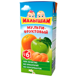 Купить МАЛЫШАМ НЕКТАР МУЛЬТИФРУКТОВЫЙ (ЯБЛОКО,АПЕЛЬСИН, АБРИКОС) НЕОСВЕТ 200МЛ