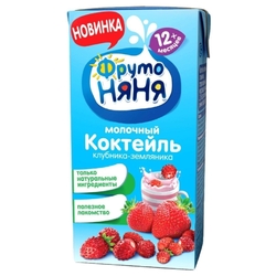 Купить ФРУТОНЯНЯ КОКТЕЙЛЬ МОЛОЧНЫЙ КЛУБНИКА-ЗЕМЛЯНИКА С 12 МЕС  0,2Л УП TETRA-PACK