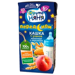 Купить КАШКА ФРУТОНЯНЯ МОЛ 5 ЗЛАКОВ С ПЕРСИКОМ 200МЛ Т/П