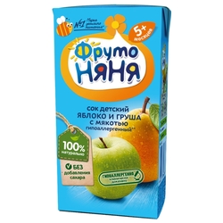 Купить ФРУТОНЯНЯ СОК ИЗ ЯБЛОК И ГРУШ С МЯКОТЬЮ С 5 МЕС  0,2Л УП TETRA-PACK