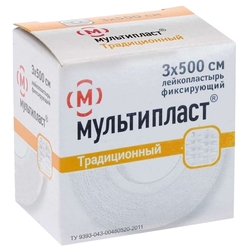 Купить Мультипласт пластырь фиксир 3смX500см традиционный