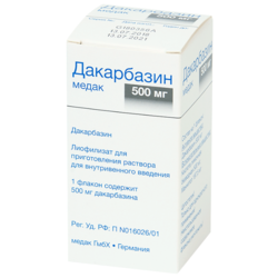 Купить ДАКАРБАЗИН МЕДАК 0,5 N1 ФЛАК ЛИОФИЛИЗАТ Д/Р-РА В/В