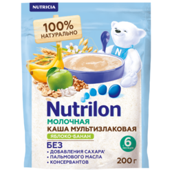Купить Нутрилон каша детск молочная 200г мультизлаковая с 6 мес с бананои и яблоком