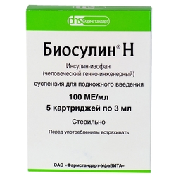 Купить Биосулин H сусп д/ п/к введ 100МЕ/мл картр 3мл №5