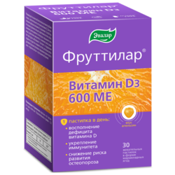 Купить Эвалар Фруттилар Витамин D3 600МЕ пастилки жев мармеладные 4г №30 ягоды