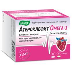 Купить Атероклефит Омега-3 Комплекс (капс Атероклефит №60 по 0,25г+капс Омега-3 №30 по 0,7г) ЭВАЛАР