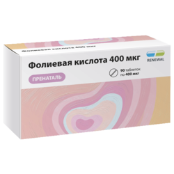 Купить ФОЛИЕВАЯ КИСЛОТА 400 МКГ ПРЕНАТАЛЬ ТАБЛ 100 МГ Х90